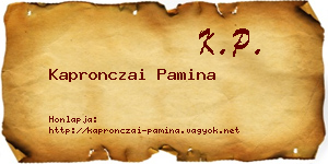Kapronczai Pamina névjegykártya